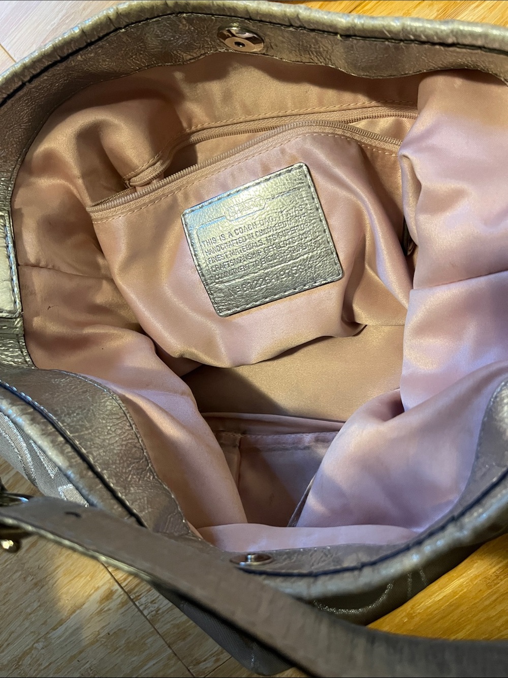 Coach Metallic Gray Shoulder Bag - Picture 6 of 8